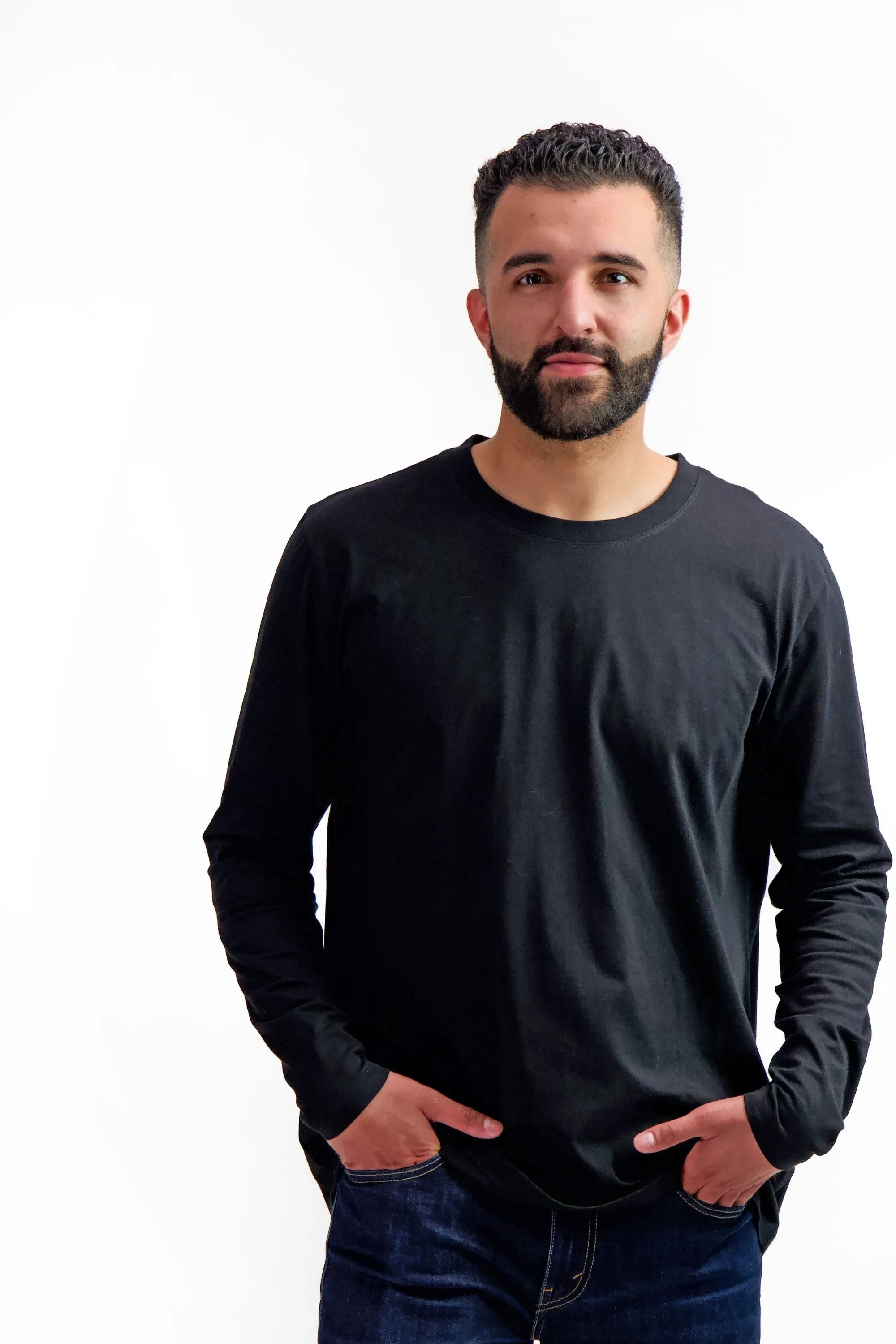 3-Pack Gender-Neutral Long Sleeve Black T-Shirts | Organic Cotton, Soft & Durable Essentials