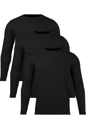 3-Pack Gender-Neutral Long Sleeve Black T-Shirts | Organic Cotton, Soft & Durable Essentials