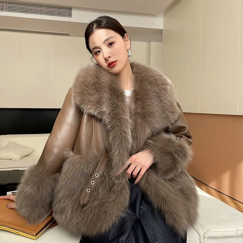 Aurora Faux Fur and Leather Coat