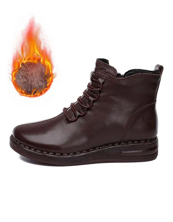 Autumn Winter Slip-resistant Soft Leather Retro Boots