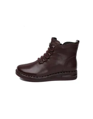 Autumn Winter Slip-resistant Soft Leather Retro Boots