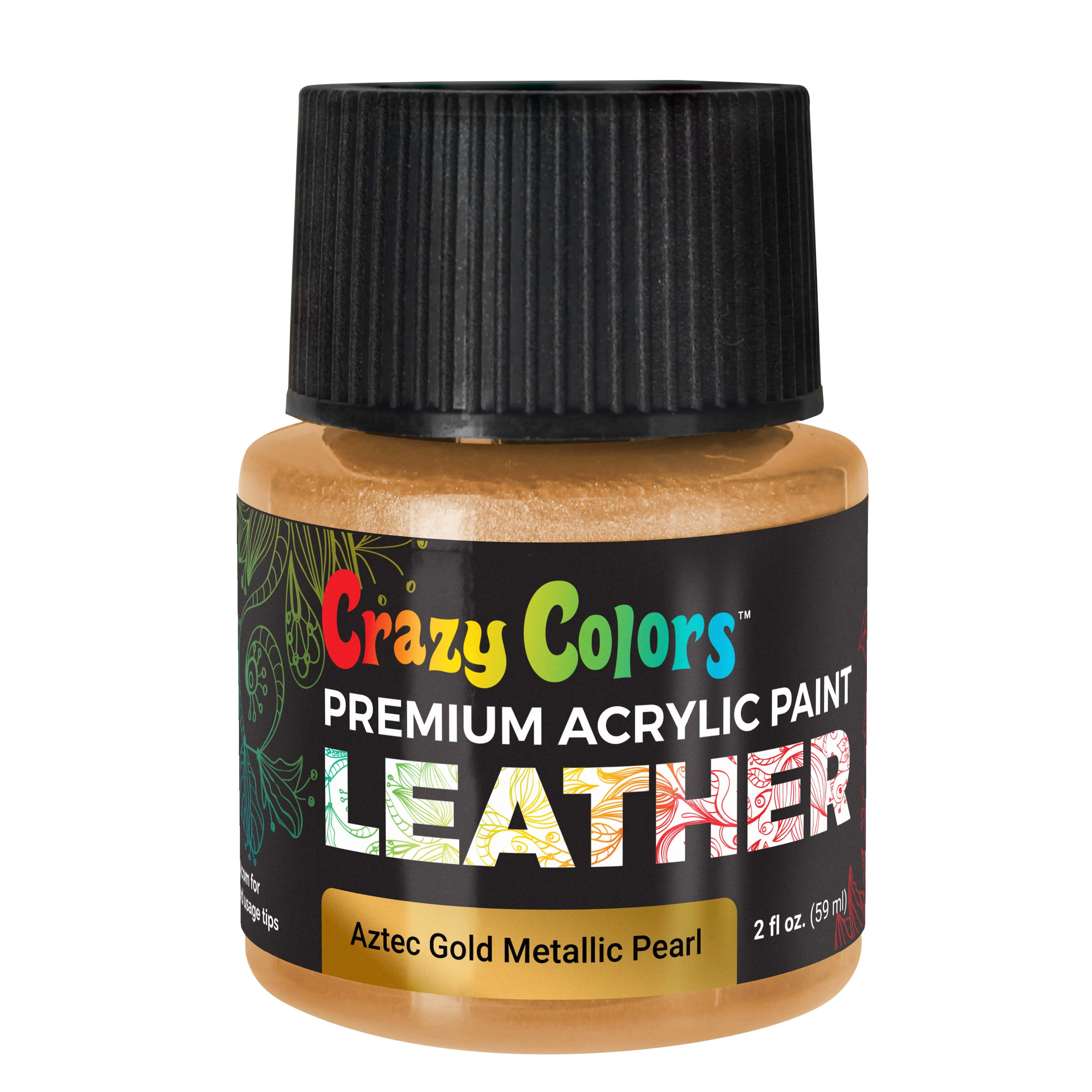 Aztec Gold Metallic Pearl Premium Acrylic Leather and Shoe Paint, 2 oz Bottle - Flexible, Crack, Scratch, Peel Resistant - Artist Create Custom Sneakers, Jackets, Bags, Purses