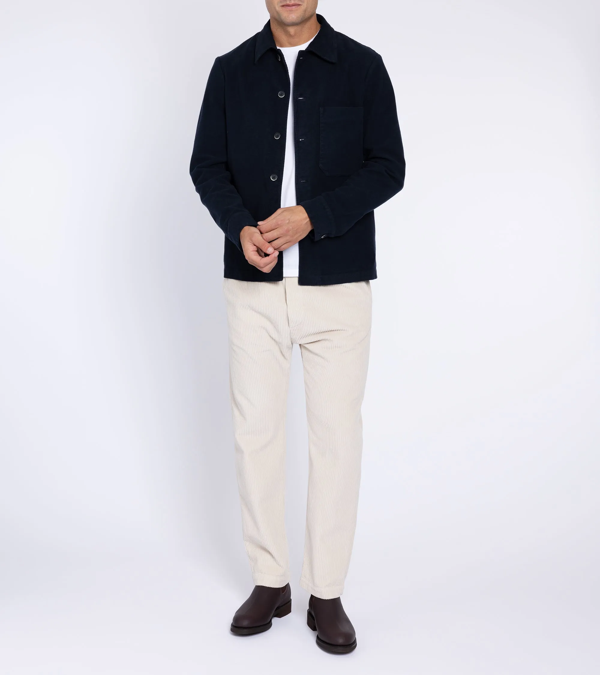 Barena Cedrone Garzada Moleskin Overshirt: Navy