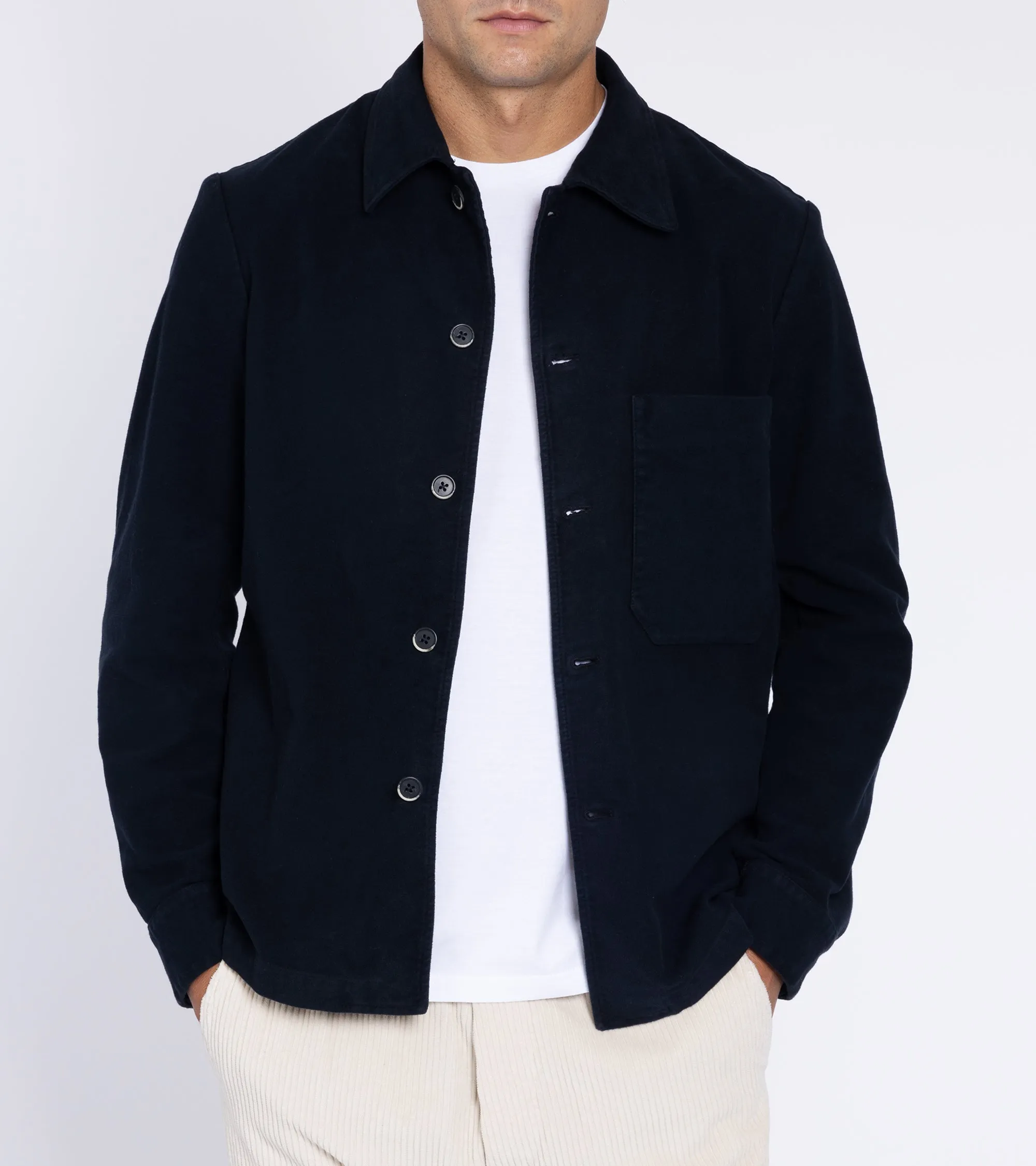 Barena Cedrone Garzada Moleskin Overshirt: Navy