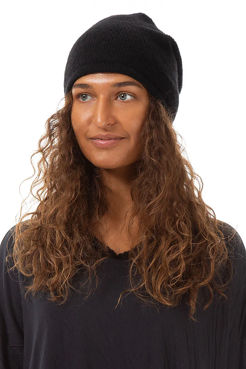 Black Wool Beanie Hat