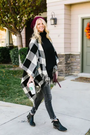 Blank Check Plaid Poncho