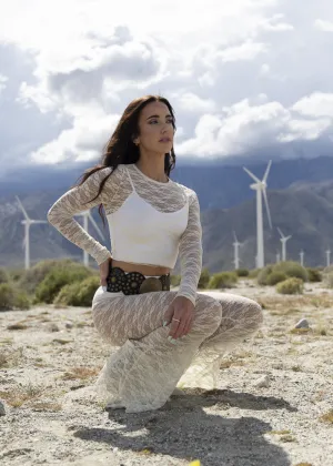 Bohemian Cowgirl Lace Cropped Top in Ivory