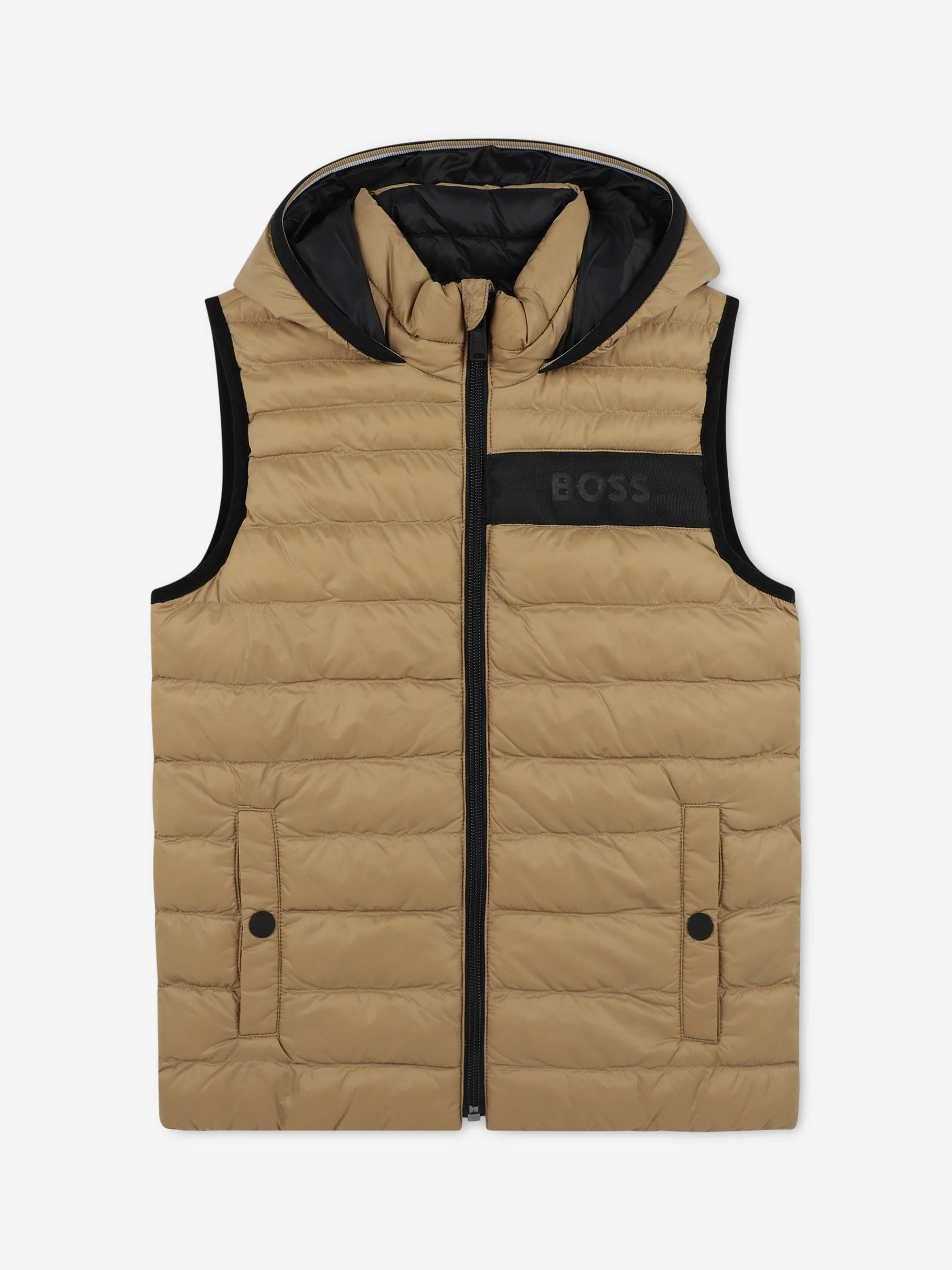 BOSS Boys Reversible Gilet in Brown