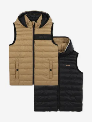 BOSS Boys Reversible Gilet in Brown