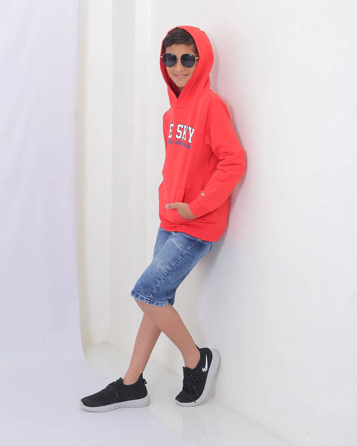 Boy Classic Red Pure Cotton Hoodie