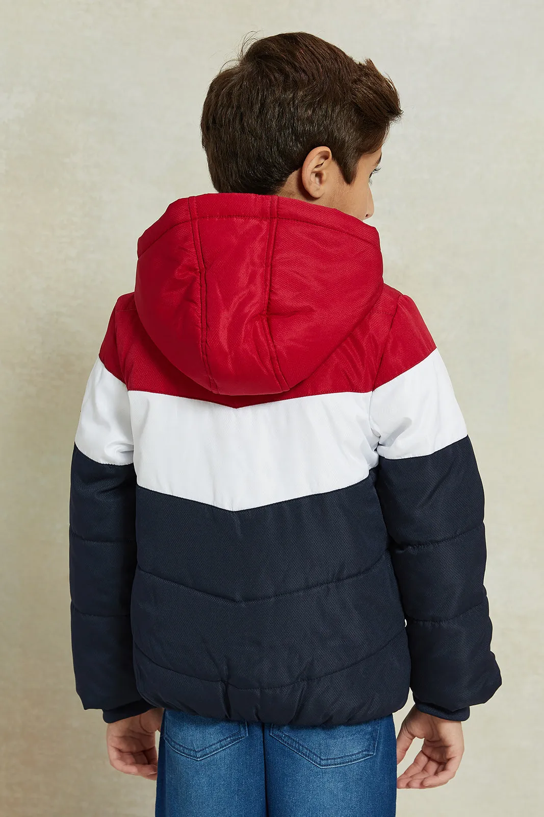 Boys Multicolour Padded Hooded Jacket