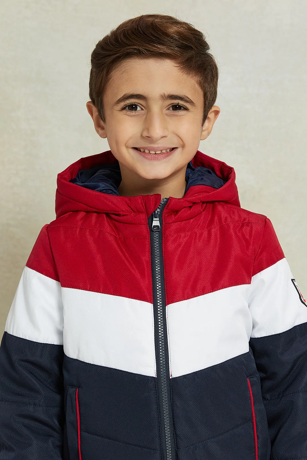 Boys Multicolour Padded Hooded Jacket