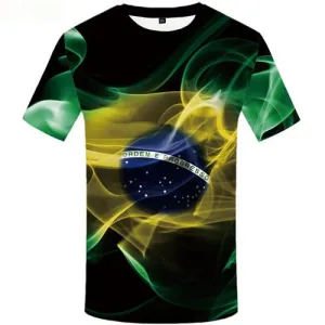 Brazil T shirts Men Green Flame Tshirt Printed Black T shirts Funny Gothic Tshirts Novelty Short Sleeve T shirts Men women Tops