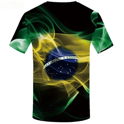 Brazil T shirts Men Green Flame Tshirt Printed Black T shirts Funny Gothic Tshirts Novelty Short Sleeve T shirts Men women Tops