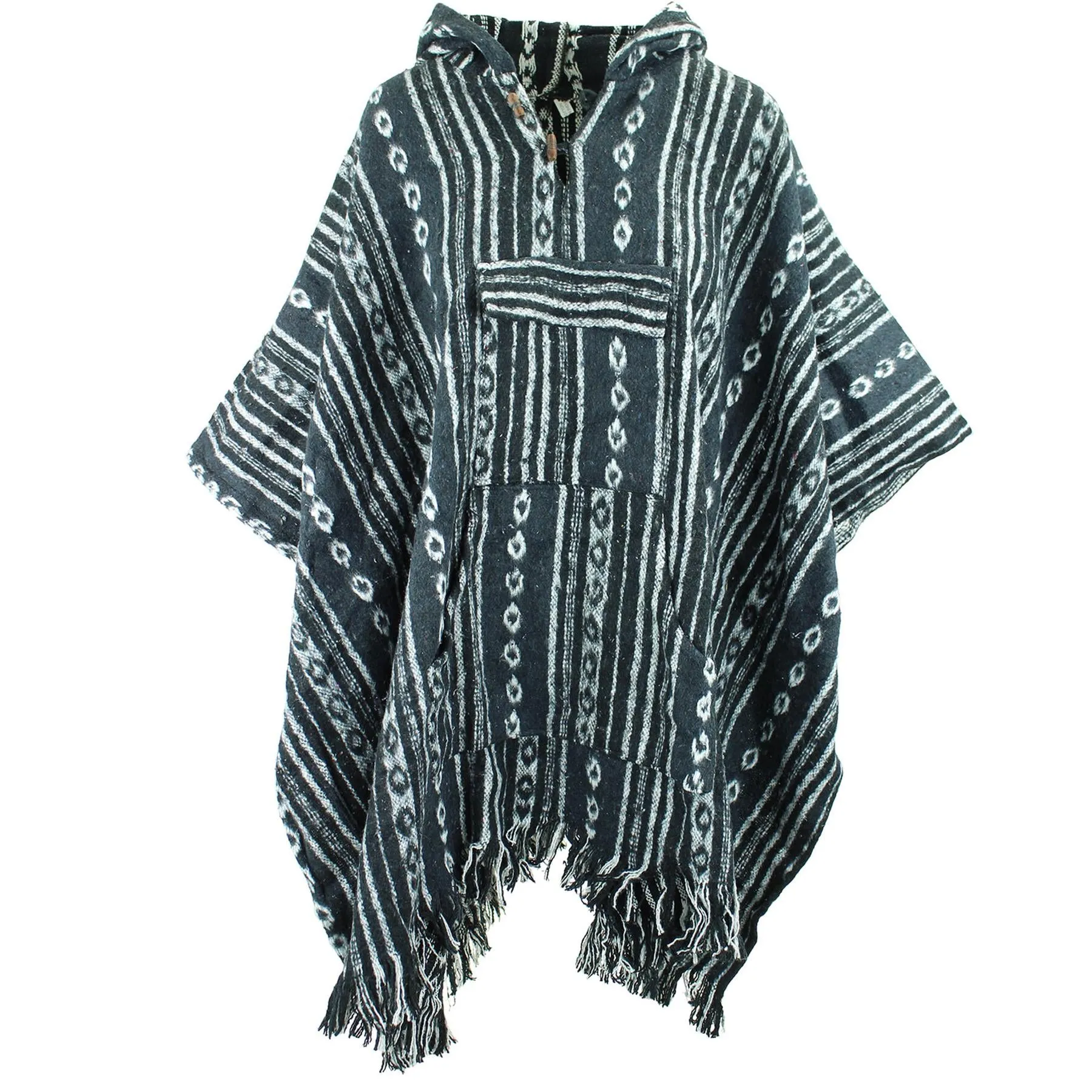 Brushed Gheri Cotton Poncho - 05 Black Diamond