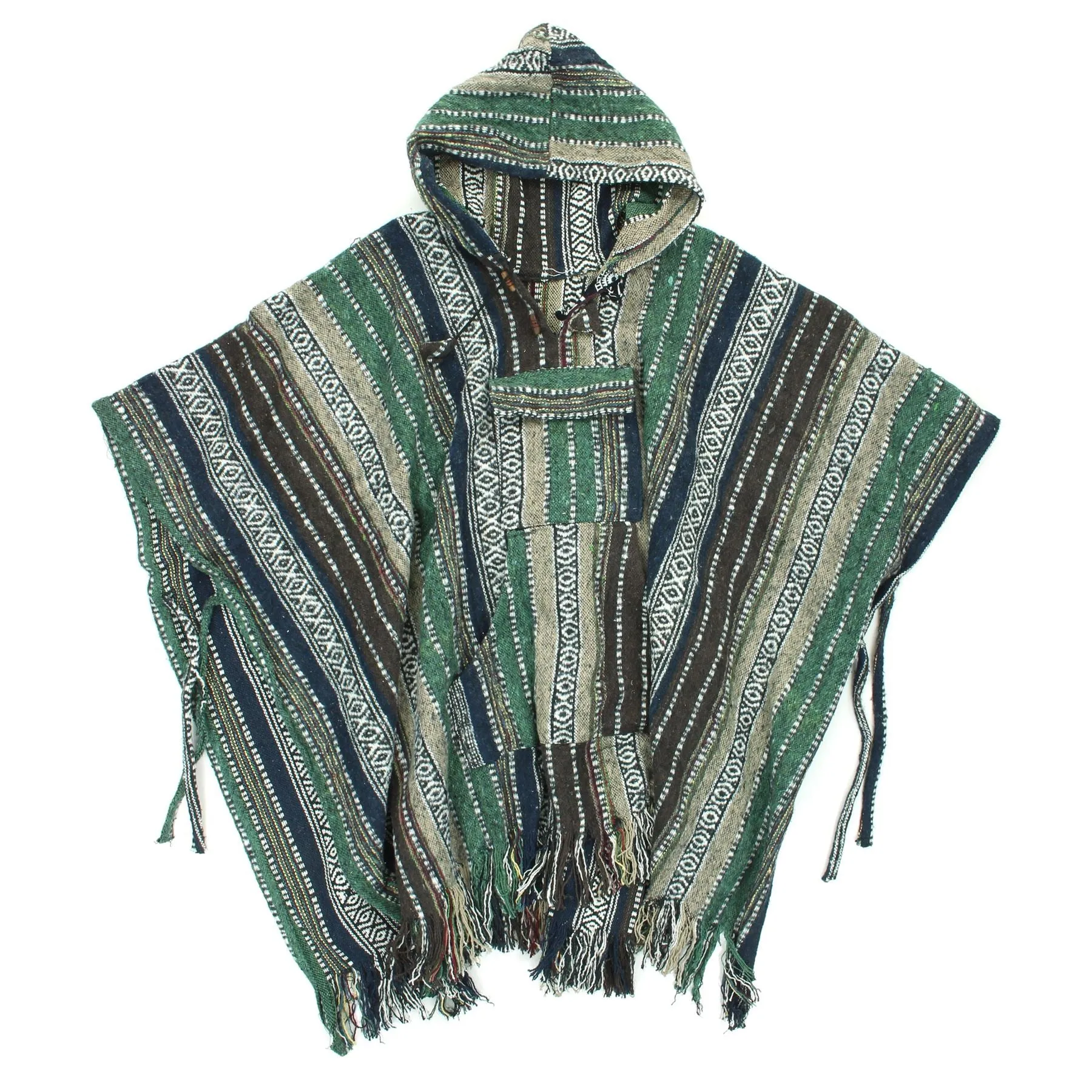 Brushed Gheri Cotton Poncho - 09 Green