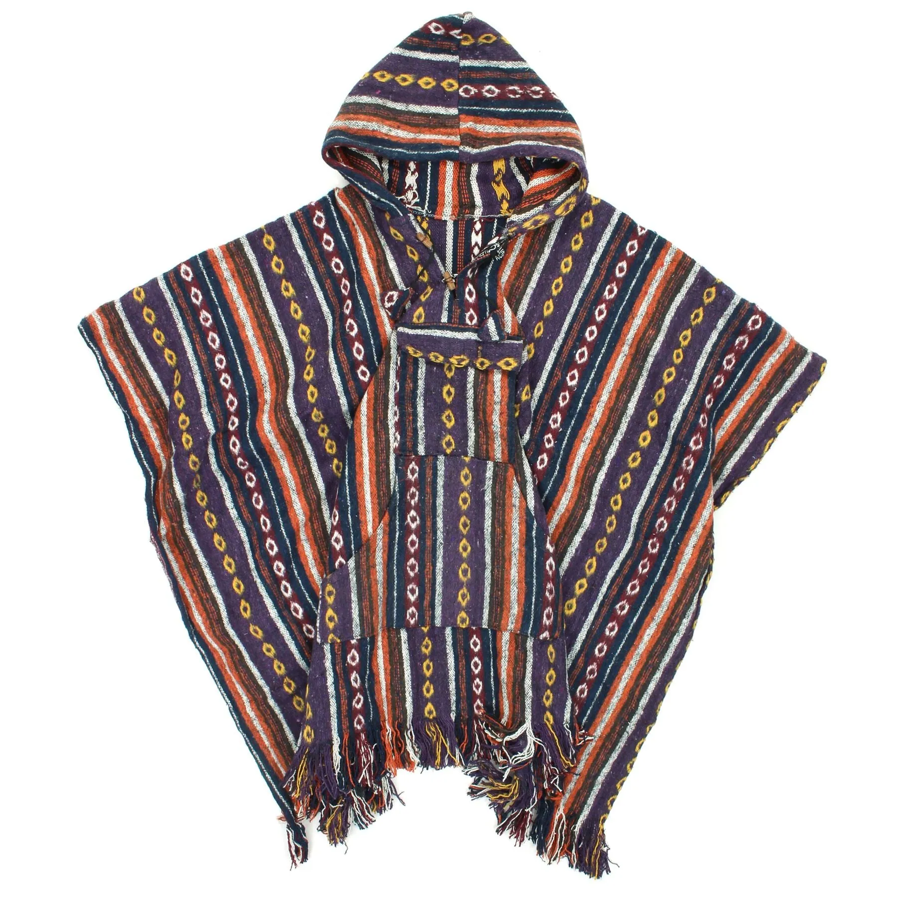 Brushed Gheri Cotton Poncho - 10 Purple Orange Yellow