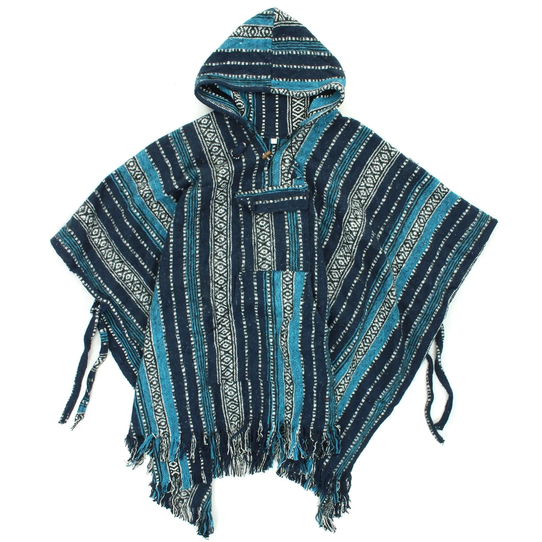 Brushed Gheri Cotton Poncho - 12 Blue