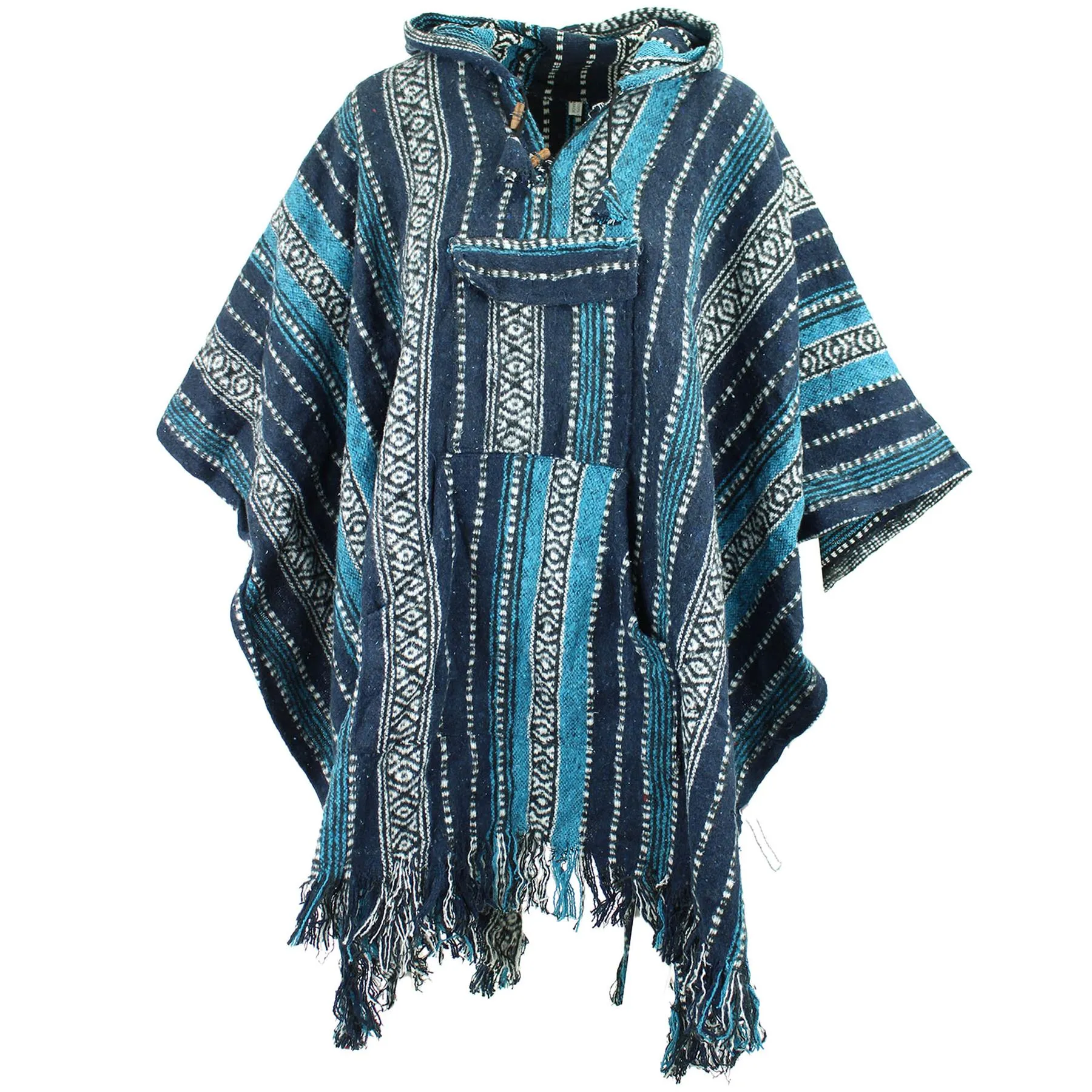 Brushed Gheri Cotton Poncho - 12 Blue