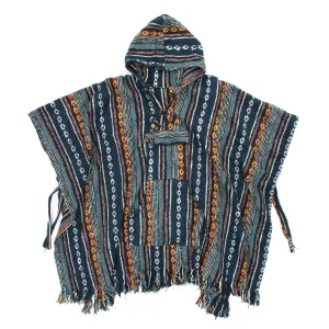 Brushed Gheri Cotton Poncho - 13 Navy Teal Orange