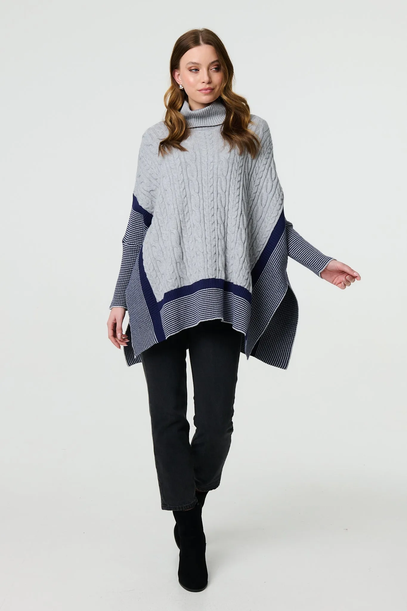 Cable Knit Roll Neck Knit Jumper