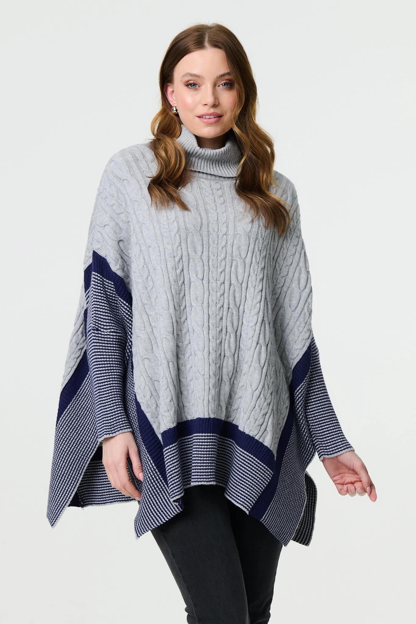 Cable Knit Roll Neck Knit Jumper