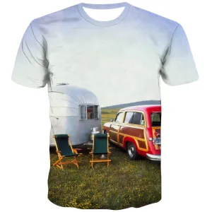 Camping T shirts Men Sunset T shirts Funny Forest Tshirts Cool Flame Tshirts Novelty