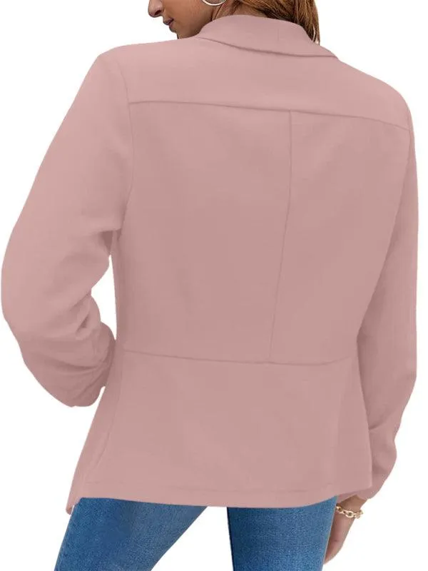 Chic Women's Oversized Ruched Sleeve Crop Blazer