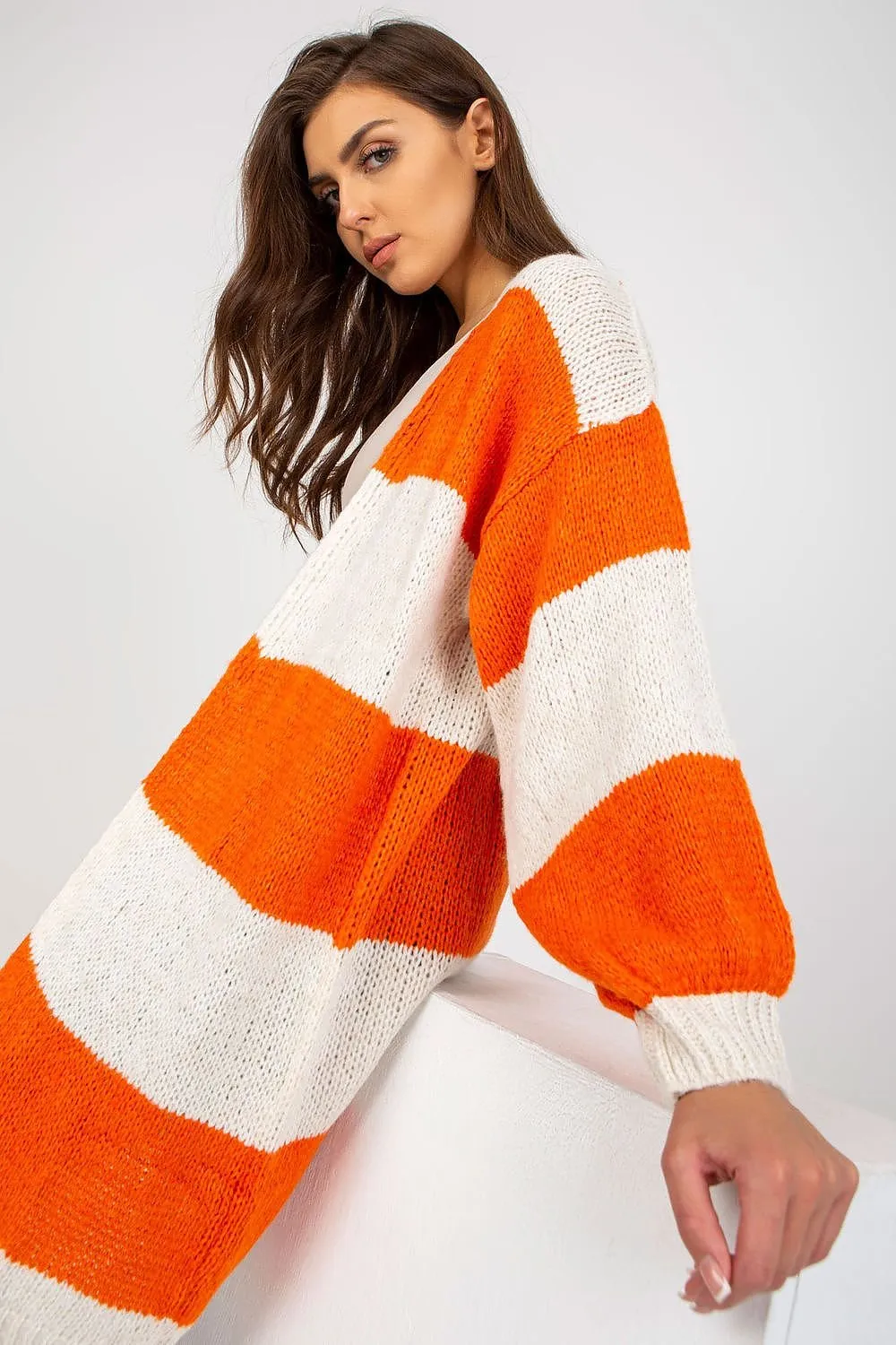 Colorful Oversized Striped Knit Cardigan