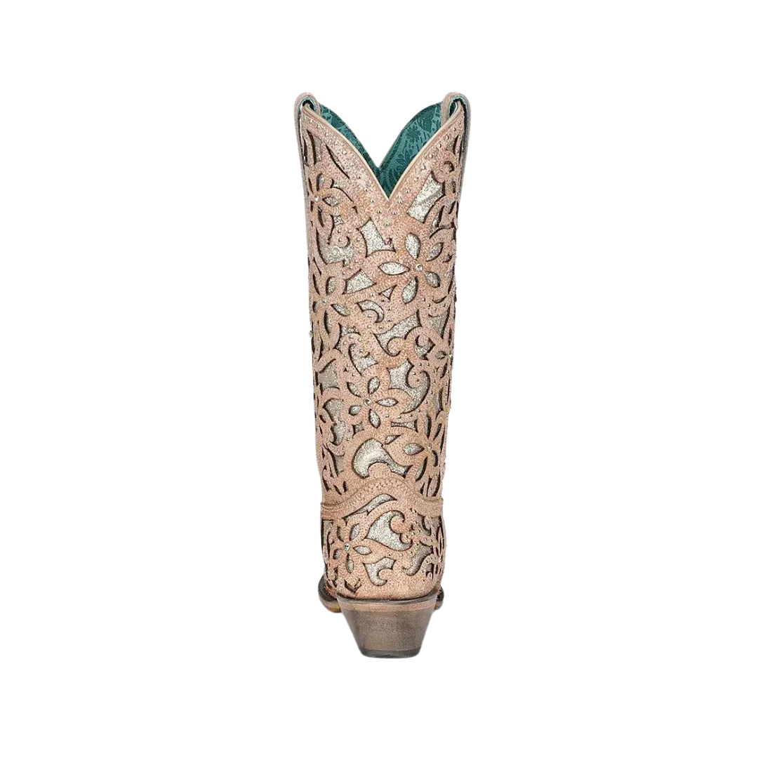 Corral Women's Flowered Inlay Studs And Crystals Nude Boots