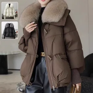 Deena cotton-padded Jacket with Faux Fur Collar