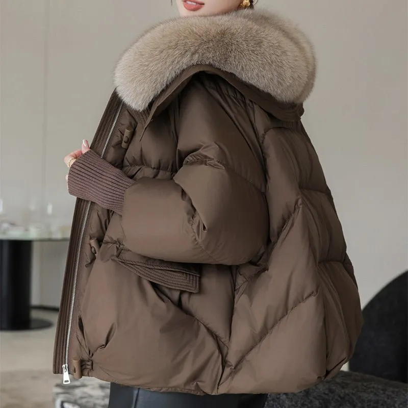 Deena cotton-padded Jacket with Faux Fur Collar