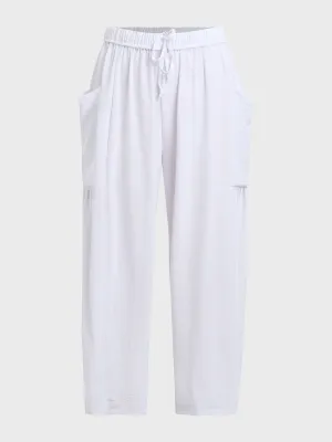 Elastic Waist Pleated High Waist Wide Leg Pants