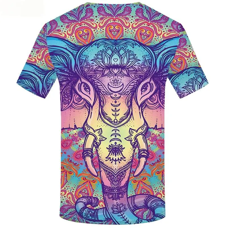 Elephant T shirts Men Animal Tshirts Novelty Colorful T-shirts 3d Flower Tshirt Printed Short Sleeve T shirts Mens Tee