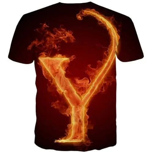 Flame T shirts Men Space Galaxy T shirts Funny Fire Tshirts Novelty Rock Tshirt Printed Black T-shirts 3d Short Sleeve Punk Rock