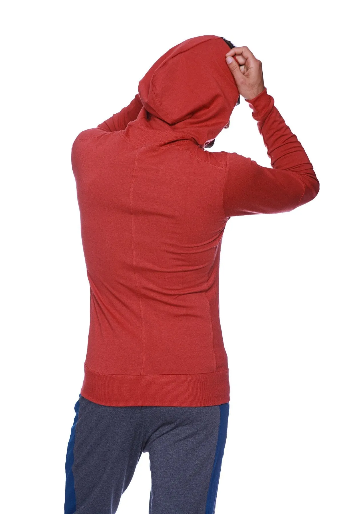 Form-fit Crossover Yoga Track Performance Hoodie (Solid Cinnabar)