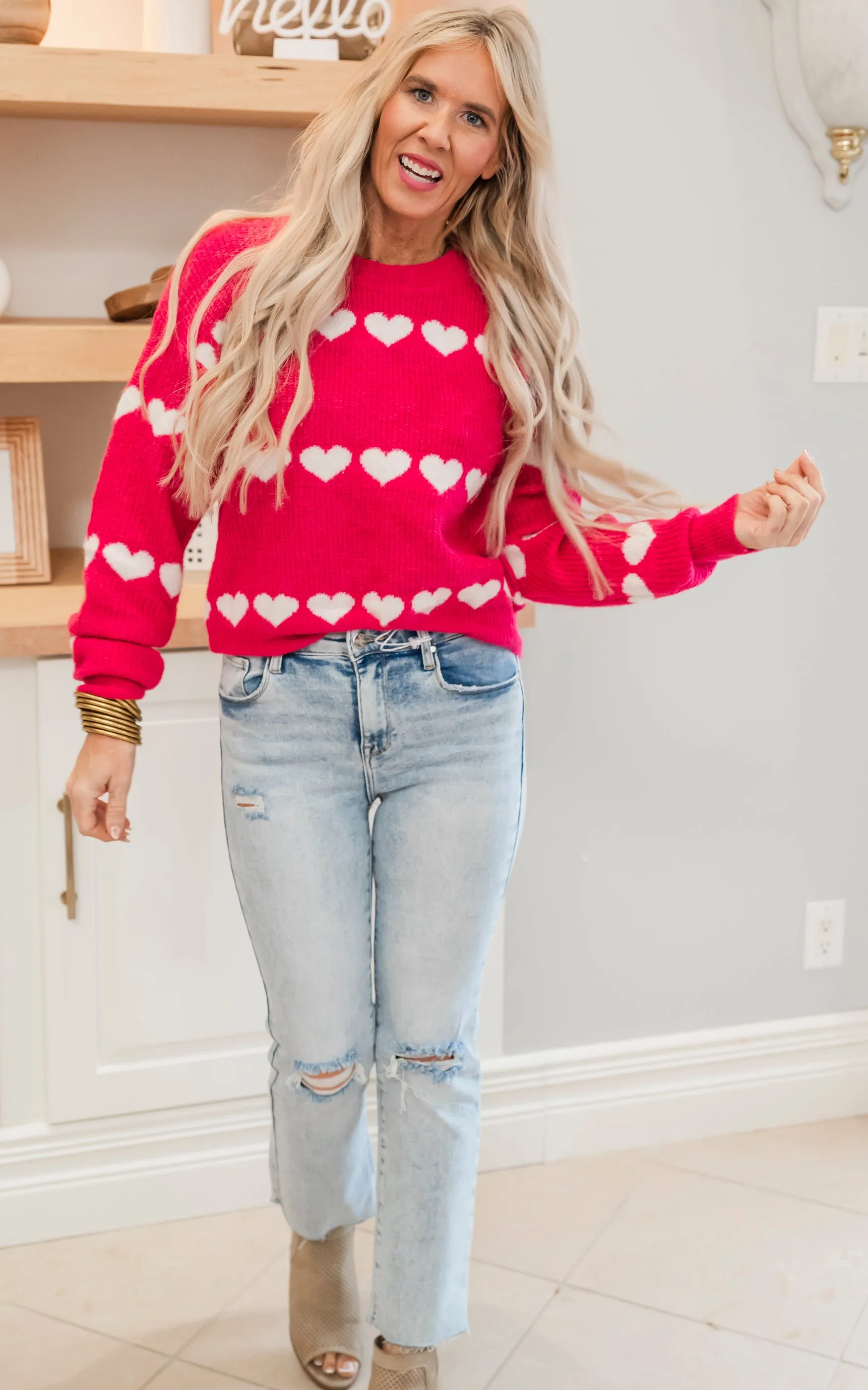 Fuchsia Heart Sweater