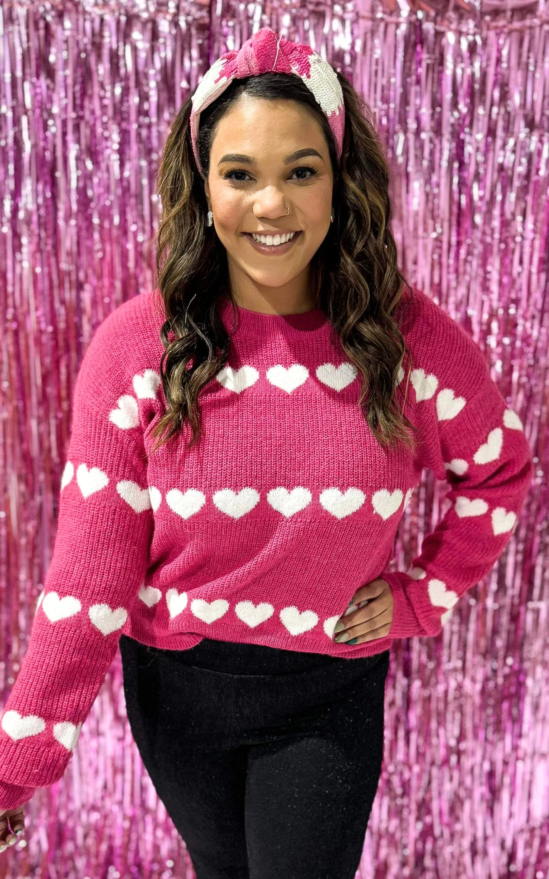 Fuchsia Heart Sweater