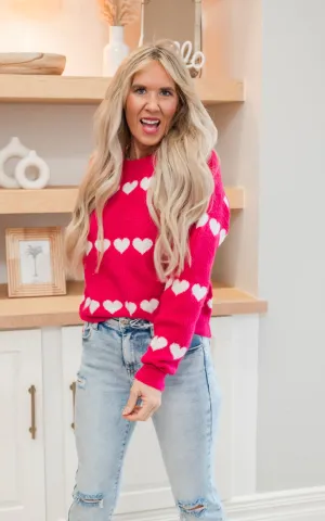 Fuchsia Heart Sweater