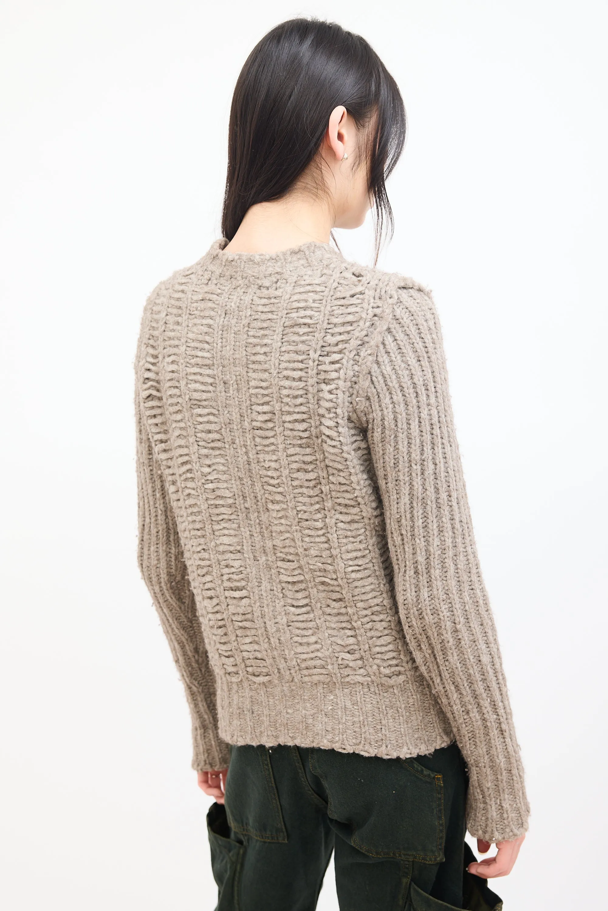 FW 2018 Beige Wool Ladder Knit Sweater