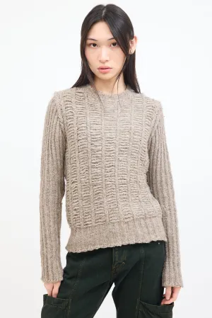 FW 2018 Beige Wool Ladder Knit Sweater