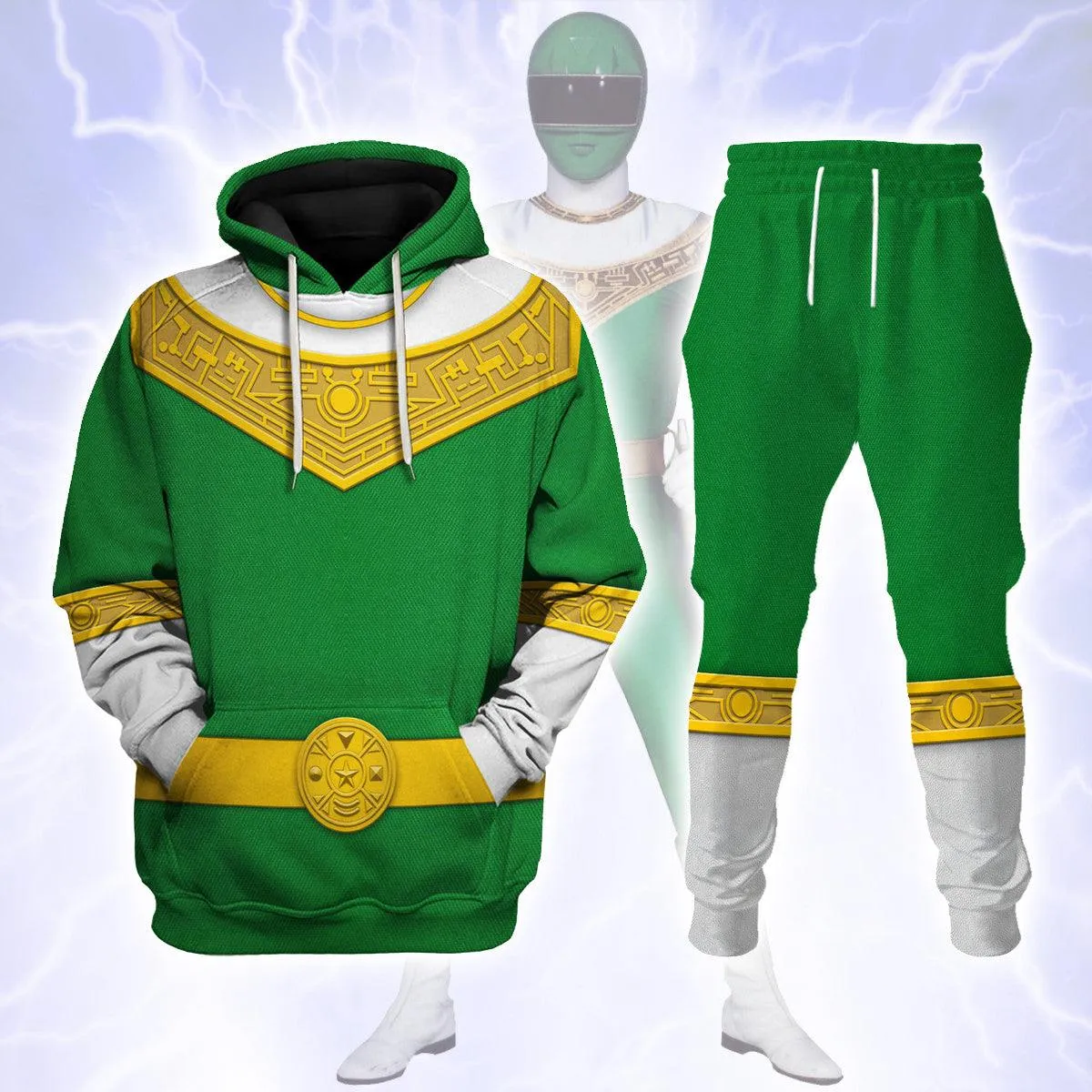 Gearhomie Green Power Rangers Zeo Hoodies Sweatshirt T-shirt Hawaiian Tracksuit