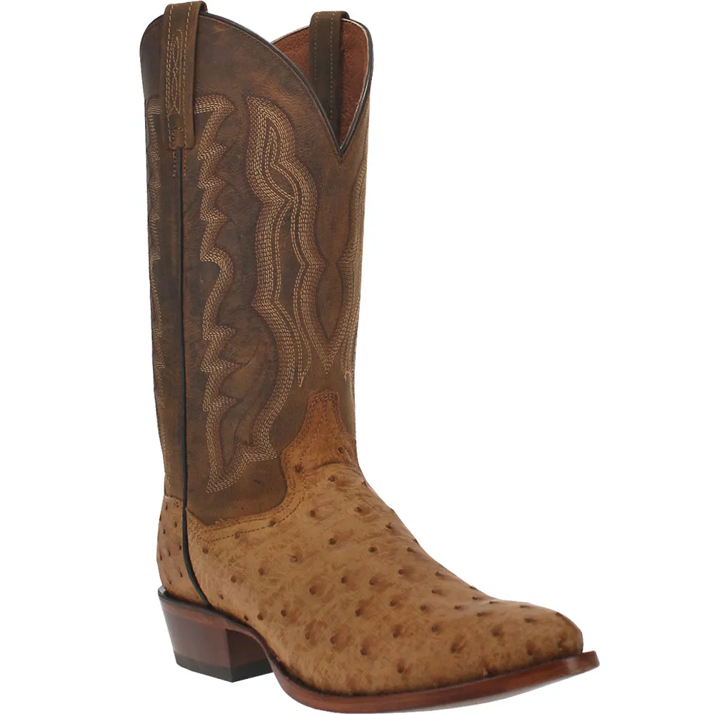 Gehrig Ostrich Embroidered Round Toe Cowboy Boots