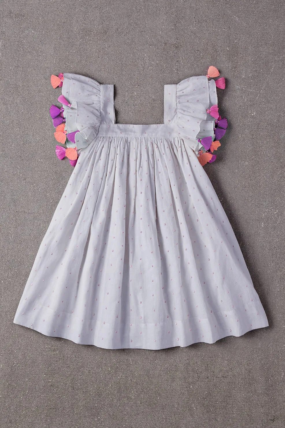 Girls Dress Nellystella Chloe - Dove Embroidery