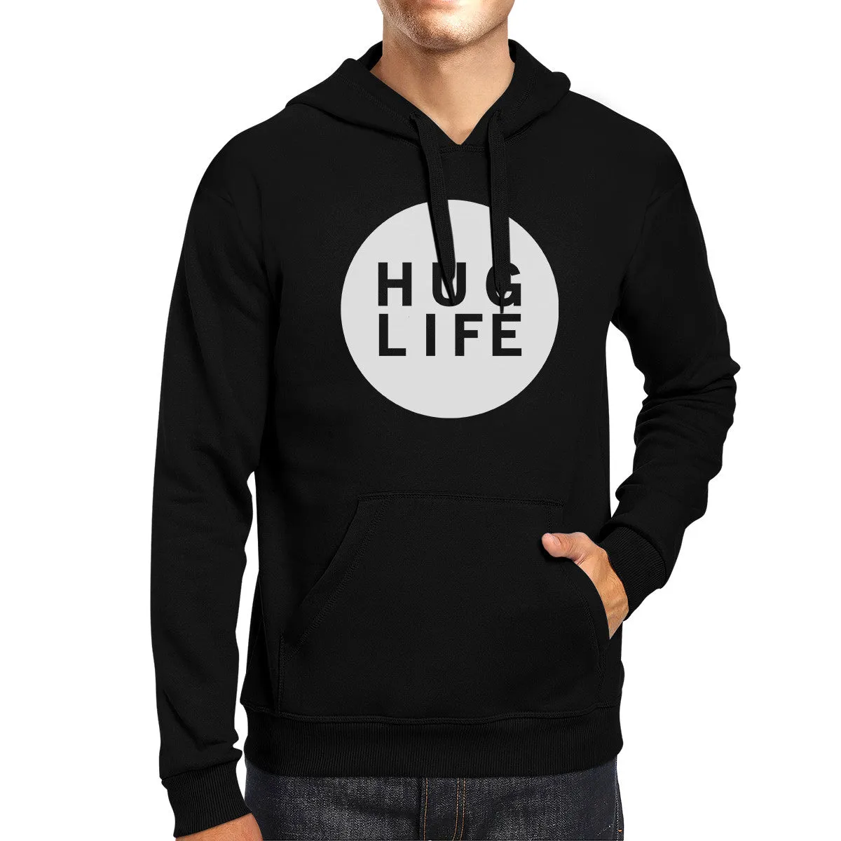 Hug Life Unisex Black Hoodie Simple Design Life Quote Gift Ideas