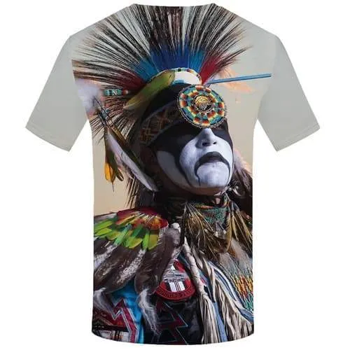 Indians T shirts Men Feather T shirts Funny Colorful Tshirts Casual Graffiti T-shirts 3d Native American Tshirts Novelty