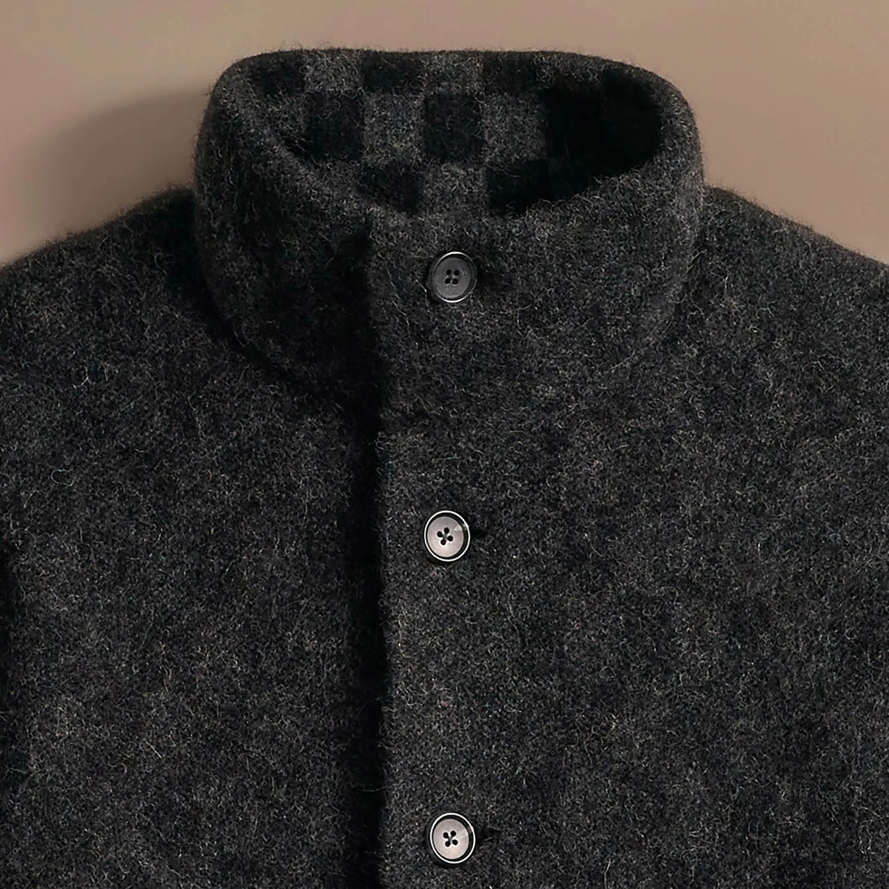 Interior Checkerboard Knit Car Coat - Black/Anthracite