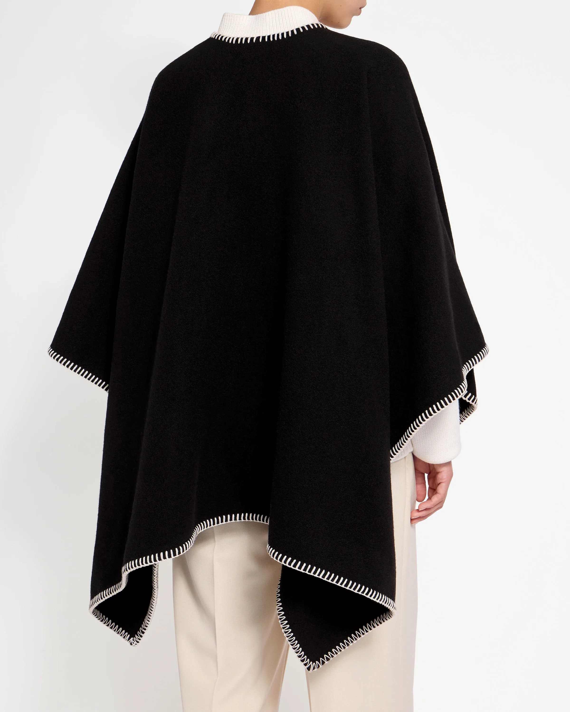 Iona Woven Pure Wool Cape - Black