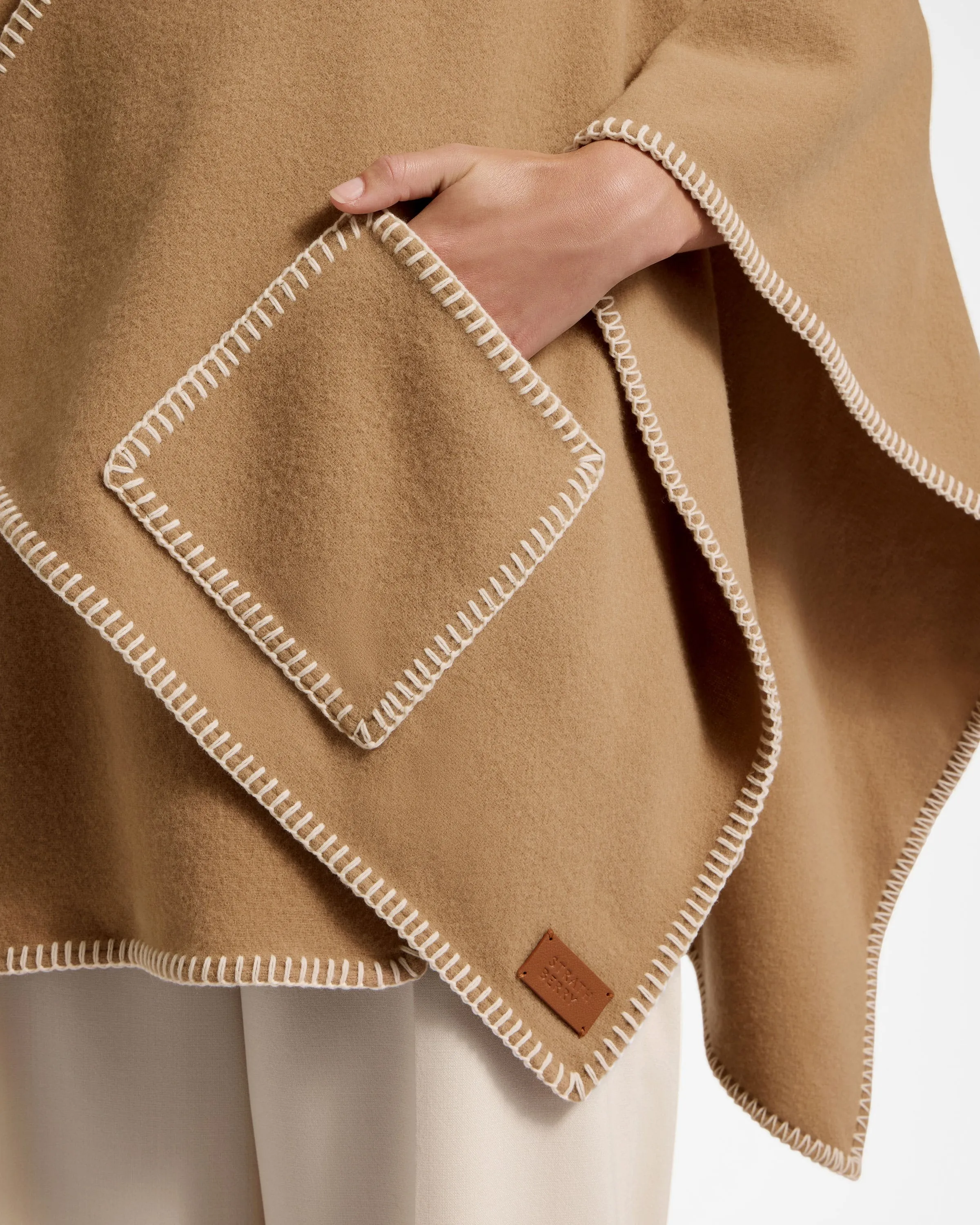 Iona Woven Pure Wool Cape - Camel