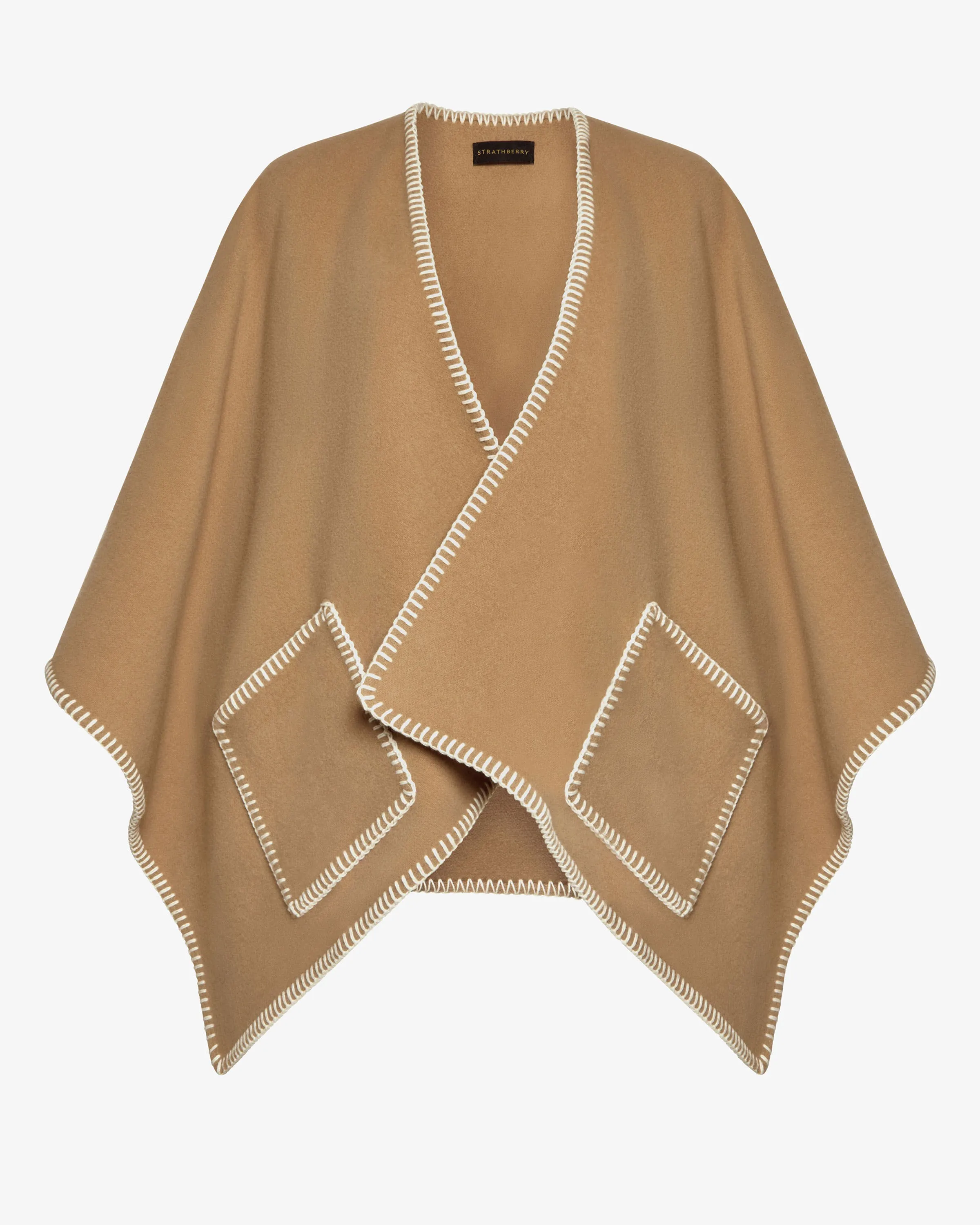 Iona Woven Pure Wool Cape - Camel